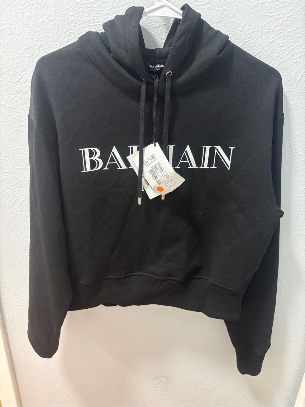 Balmain Black Logo Cowlneck Hoodie Sweatshirt